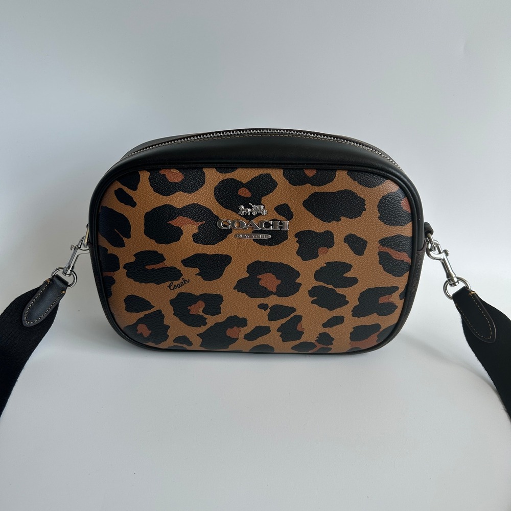 Coach Jamie Camera Bag Leopard Signature Canvas Crossbody CC759 Excellent